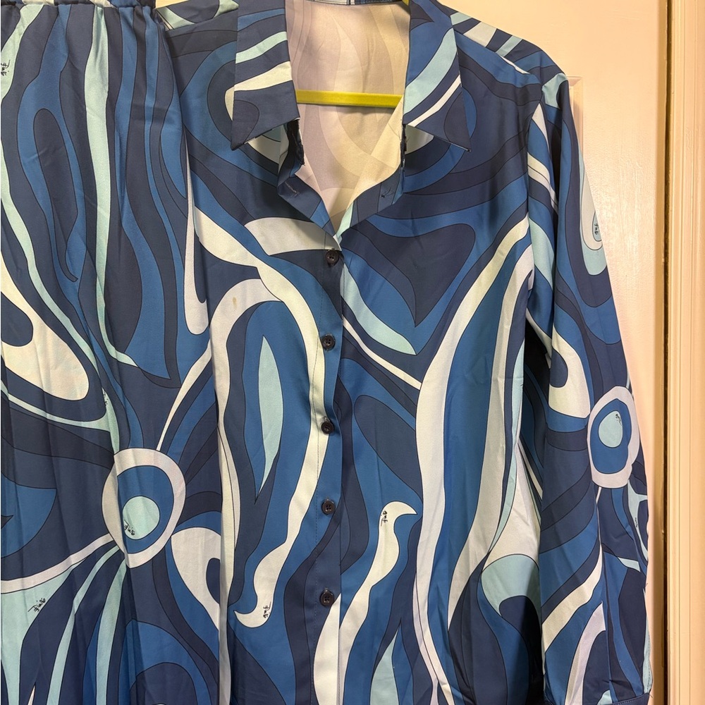 Blue Patterned Maxi Skirt - Picture 4 of 4